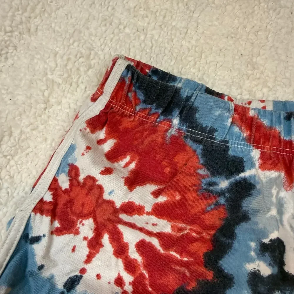 The Children's Place Tie Dye Pull On Shorts Blue Red Girls M Medium 7 8